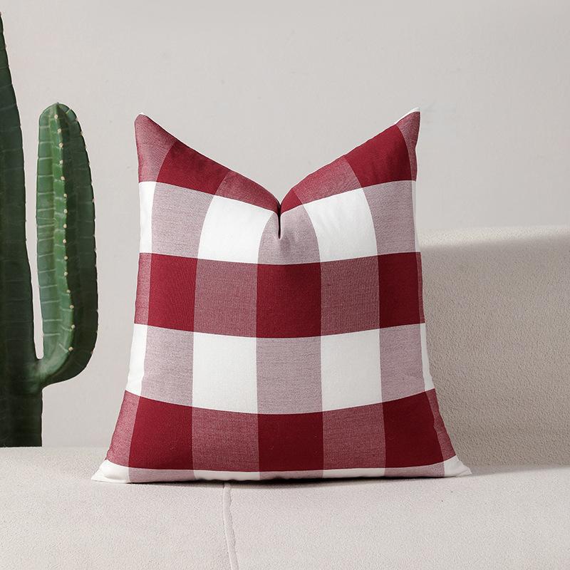 Pastoral Red Large and Small Plaid Pillowcases Simple Pinstripe Plain Pillowcases Pillow Waist Pillowcases Without Core