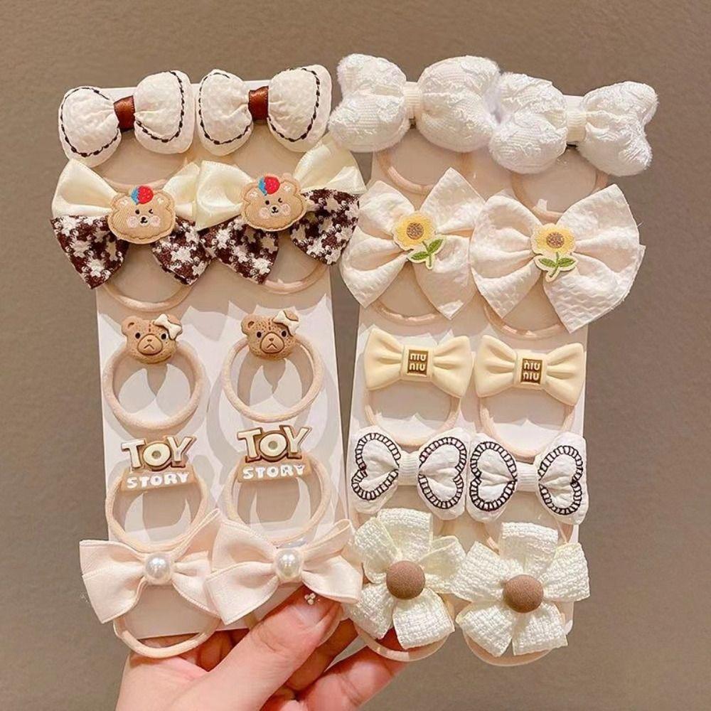 10pcs High Elastic Rubber Bands Cute Bow Hair Ties High Quality Flower Headbands for Kids