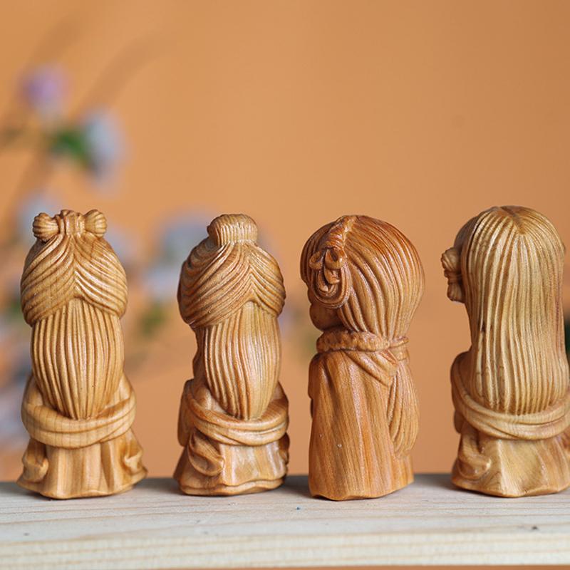 Miniaturowe Rzeźby Drewniane Urocze Figurki Czterech Wielkich Piękności Starożytności Ozdoba Rękodzieło na Biurko Dekoracja Domu zabawne prezenty