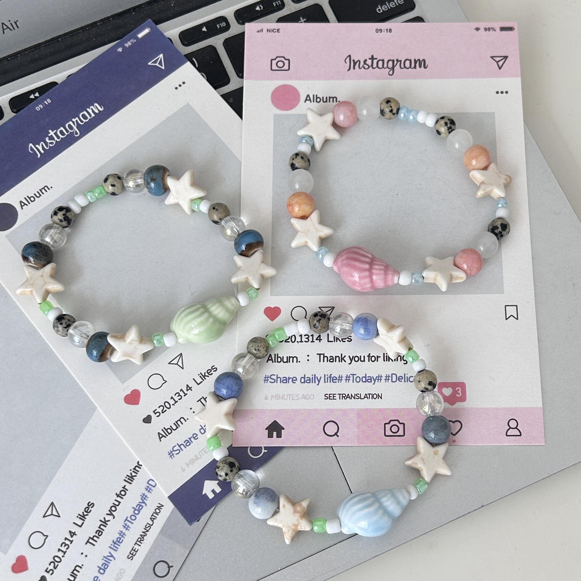 

Conch Star Ceramic Beaded Bracelet: Women s Light Luxury Jewelry for Parties and Students рожевий