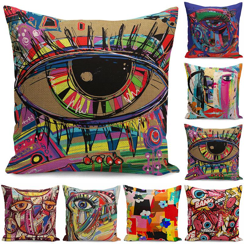 45cm Graffiti Colors Pillowcases Living Room Throw Cushion Cases Cushion Cover