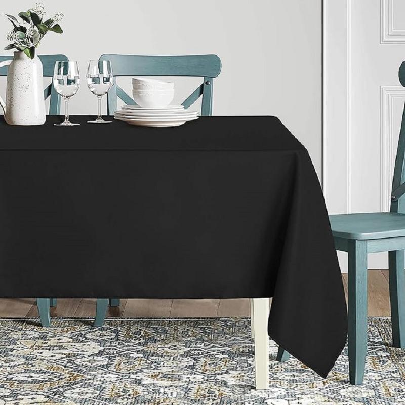 Black Rectangular Disposable Tablecloth 54x108 Inches for Parties Dinners and Events