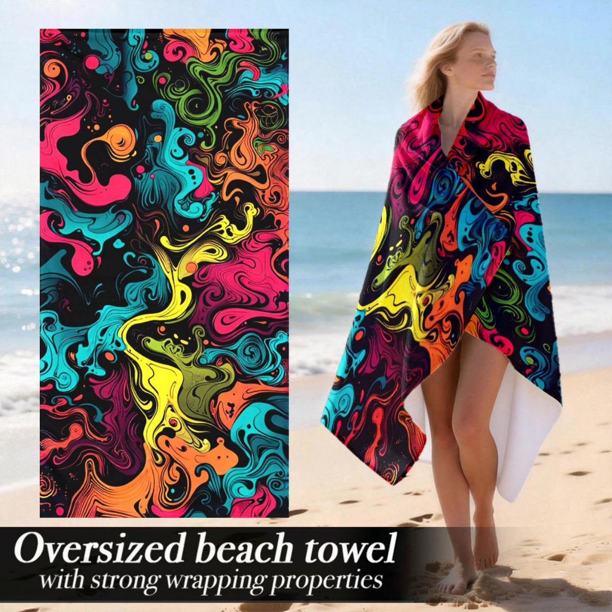 

Psychedelic Swirl Oversized Beach Towel – Vibrant Abstract Art, Soft Lightweight, Perfect for Beach & Outdoor Use W30*H60(CM)