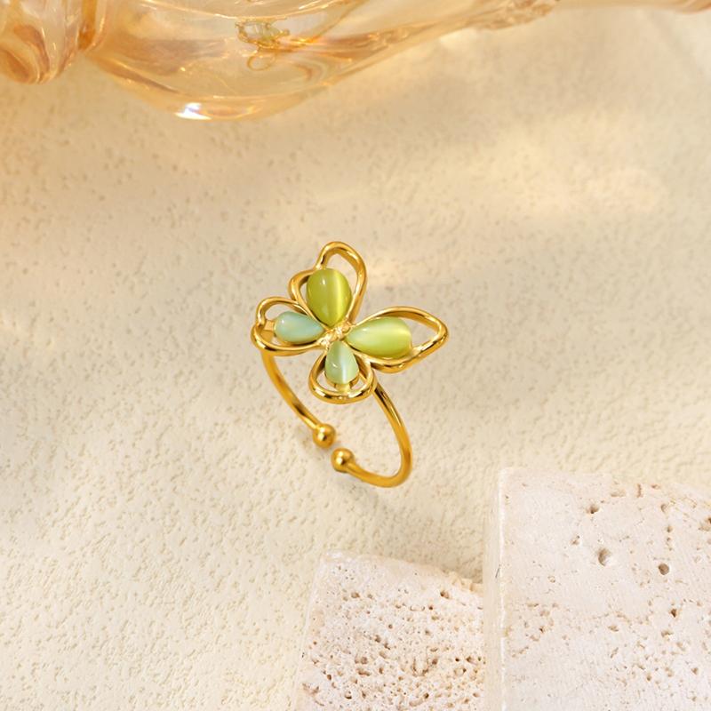 Popular Butterfly Rings For Women Gold Color Stainless Steel Geometric Opening Finger Ring Aesthetic Wedding Christmas Jewelry