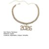 2026 Hip Hop Rhinestone Pendant Necklace Sparkling Bling Number Necklace for Women Fashion Party Jewelry Gift Adjustable Chain New Year Celebration