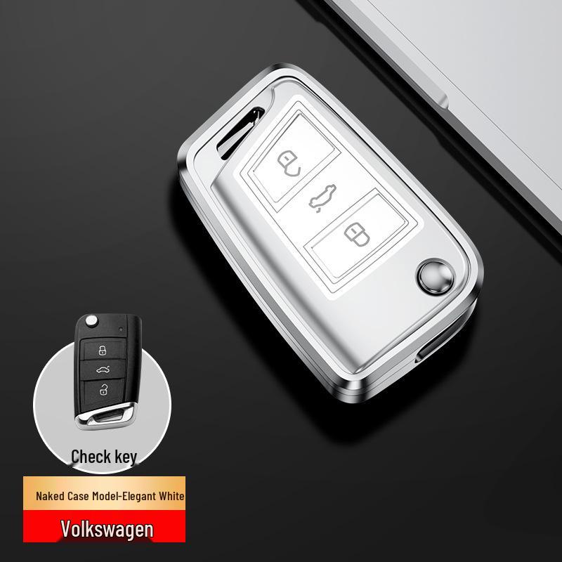 Volkswagen Car Key Case for Lavida, Bora, Tiguan, Santana, Sagitar, Polo, Jetta - Aluminum Alloy Cover