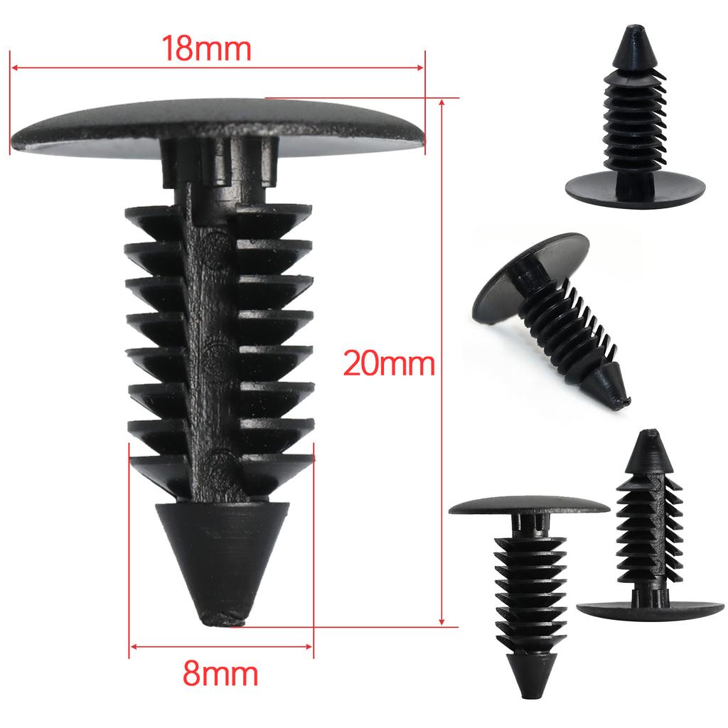 10/20/30/40/50/100pcs Universal 8mm Hole Car Fender Bumper Clips Plastic Rivet Fasteners Auto Roof Tailgate Lining Retainer