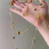 Chic Stone Glass Beaded Layered Necklace: High-End Sweater Chain Design for Women