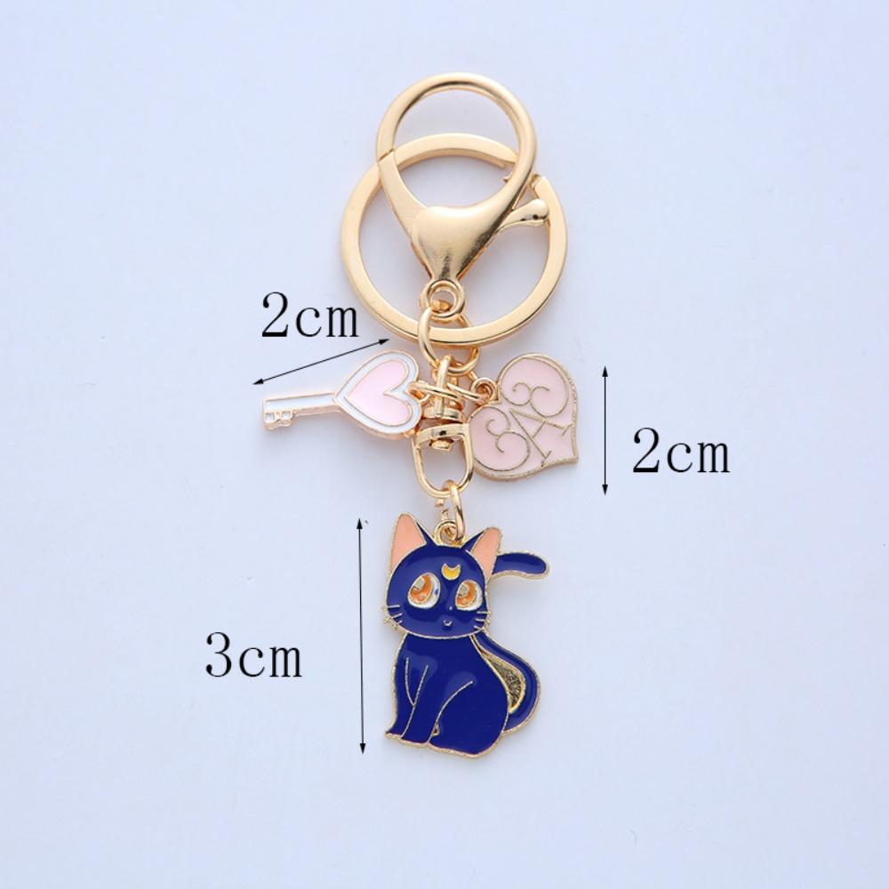 New Sailor Keychain Moon Sweet Cat Girl Car Metal Keychain Creative Cartoon Cute Couple Gift Bag Pendant Female Metal Key Ring