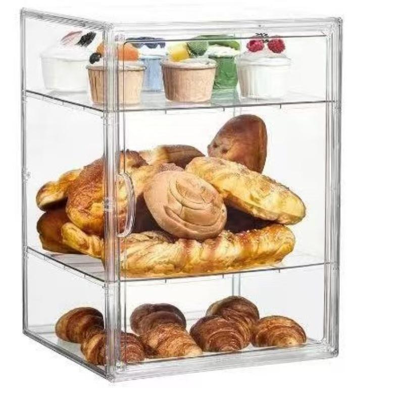 Clear Plastic 1/2/3/4 Tier Bread Display Case Dust Proof Large Capacity For Kitchen Counter Bakery Pastry Storage