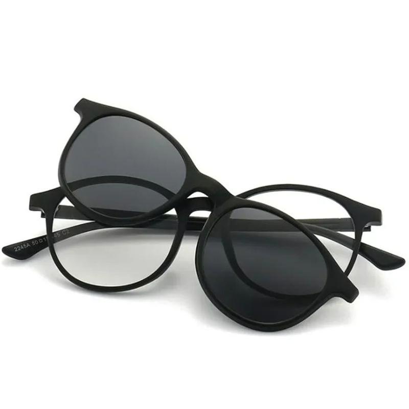 2245 Magnet Clip Round Myopia Glasses 0 -0.5 -1.0 -2.0 To -6.0  Hyperopia Sunglasses +0.5 +1.0 +2.0 To +6