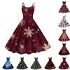Children's Fashion Casual Christmas Print Sexy Off-the-shoulder Punk Retro Dress