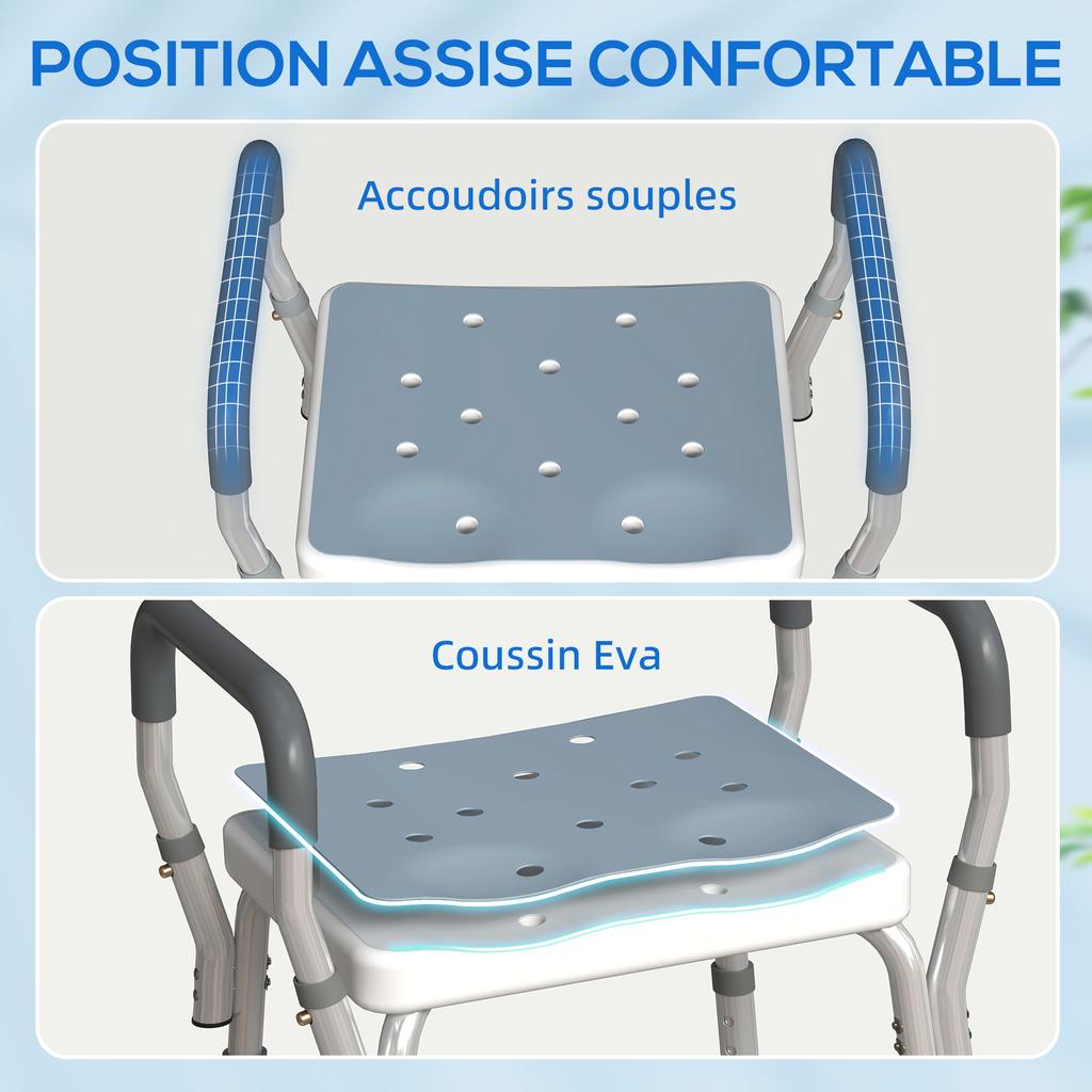 57-69cm Aluminium Frame Bath Seat - Light Blue