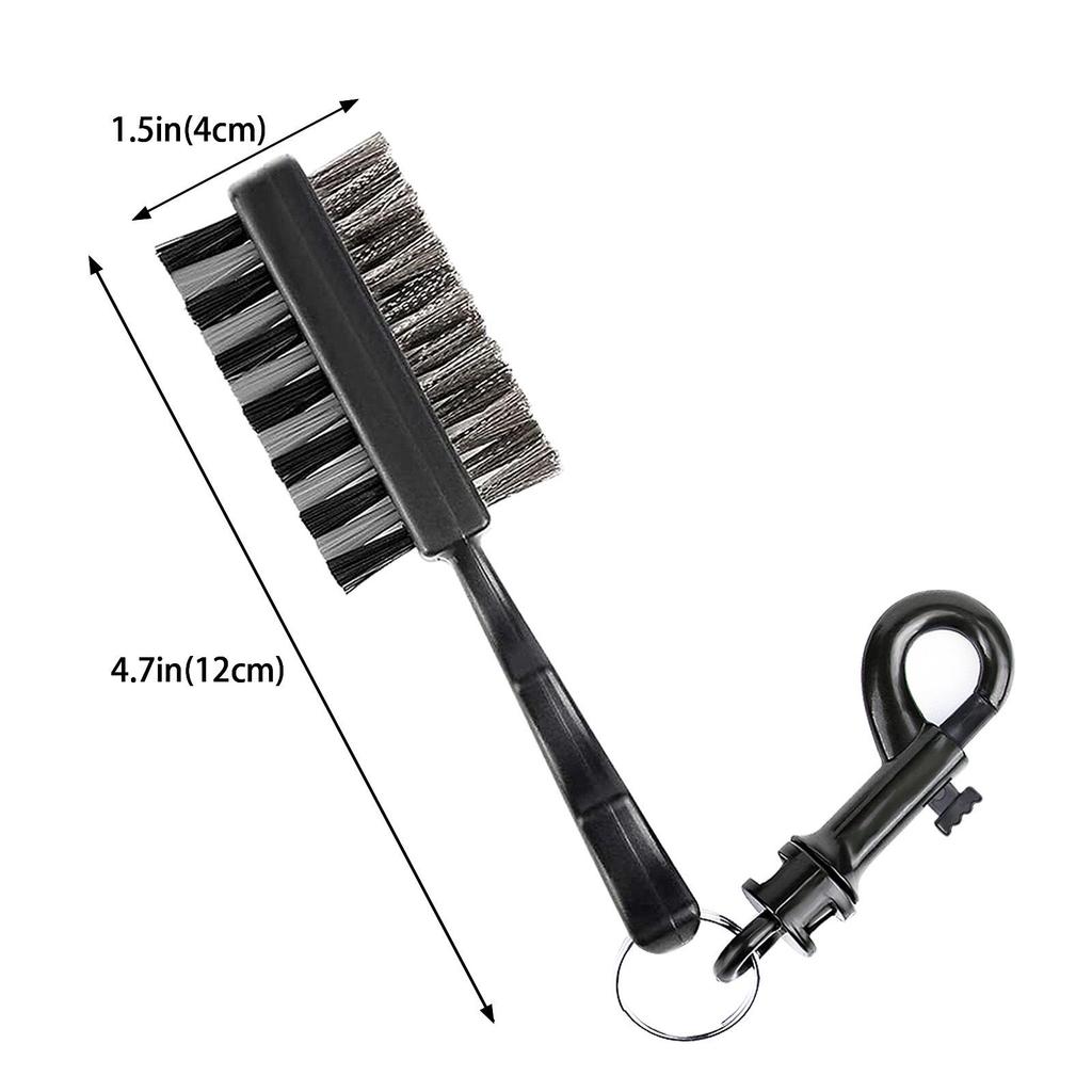 Short Handle Double-Sided Golf Ball & Club Cleaning Brush with Nylon and Steel Bristles