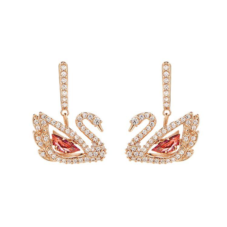

Swarovski Lifelong Bow Swan Earrings Crystal Women earrings 5614124 Box (Random Color)