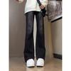 American retro washed dark blue jeans men's scimitar vibe pants high street handsome casual straight micro-pull pants