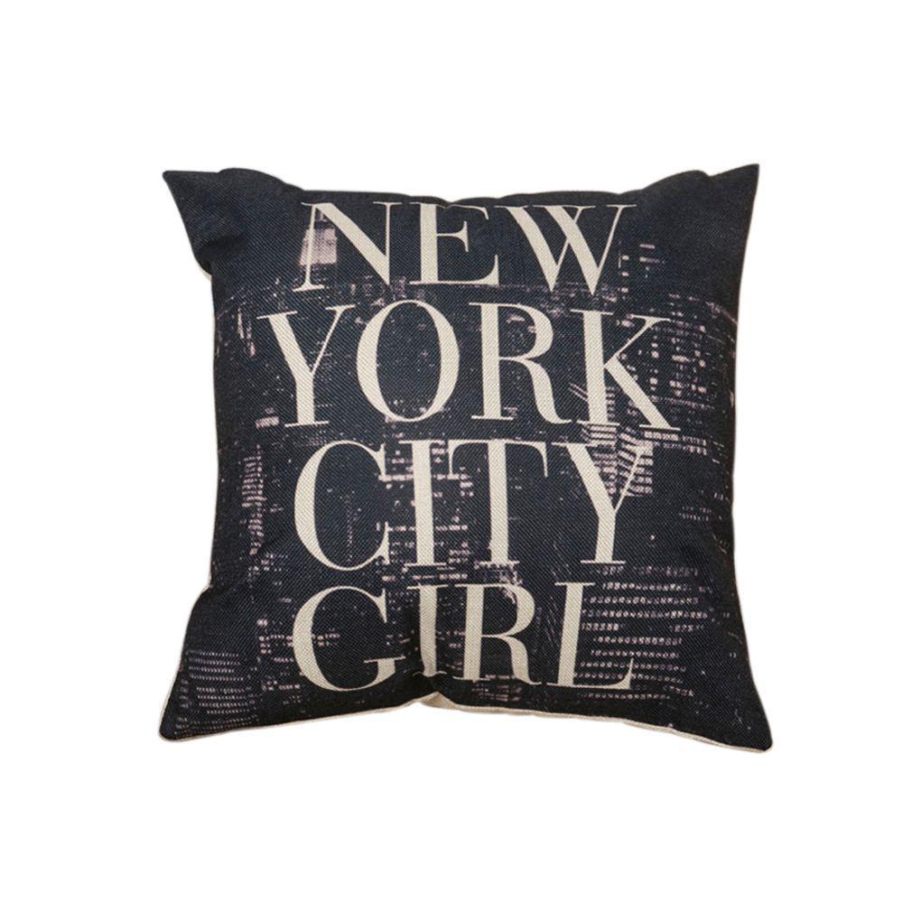 

Home Letter Pattern Cotton Linen Pillow Case Sofa Waist Throw Cushion Cover