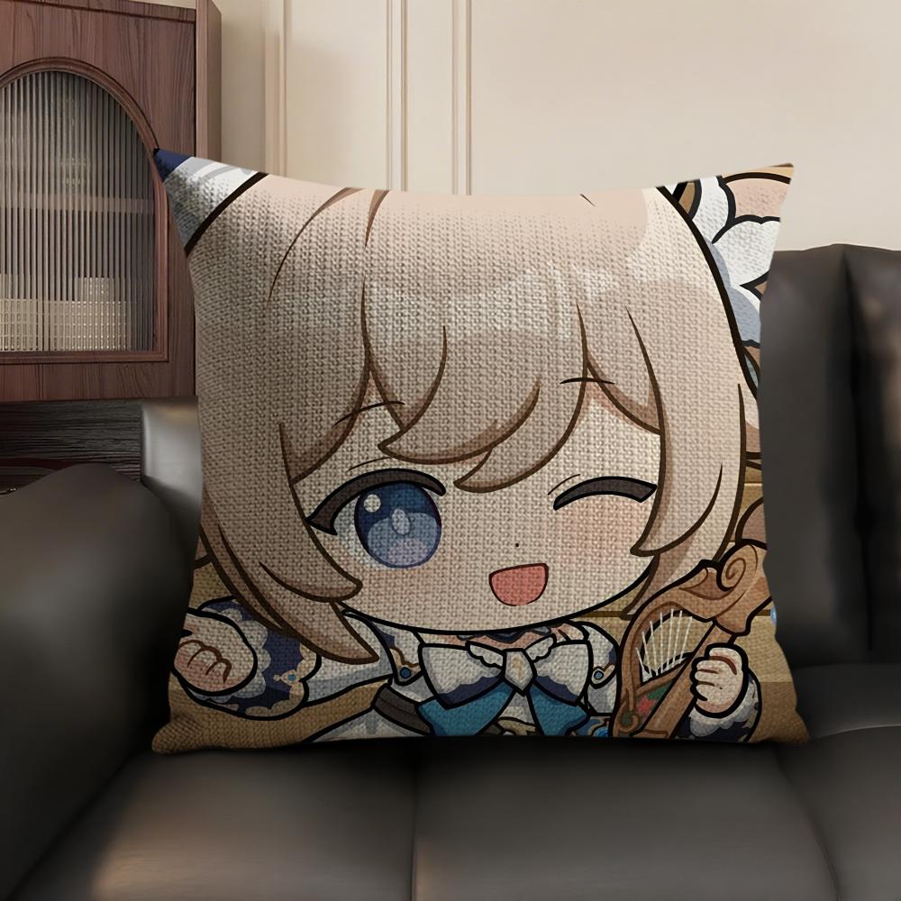 Barbara Cute Cute Genshin Impact Cushion Cover Natural Linen Organic Fabric Double-Sided Printing Sofa Home Decor Pillow Case