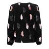 Ladies Fashion New Feather Print Notched Neck  Sleeve Blouse Long Sleeve Tops