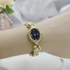 Ladies Bracelet Watch Faux Pearl Oval Dial Watch Women Vintage Quartz Wristwatch Elegant Dress Watch for Party Date