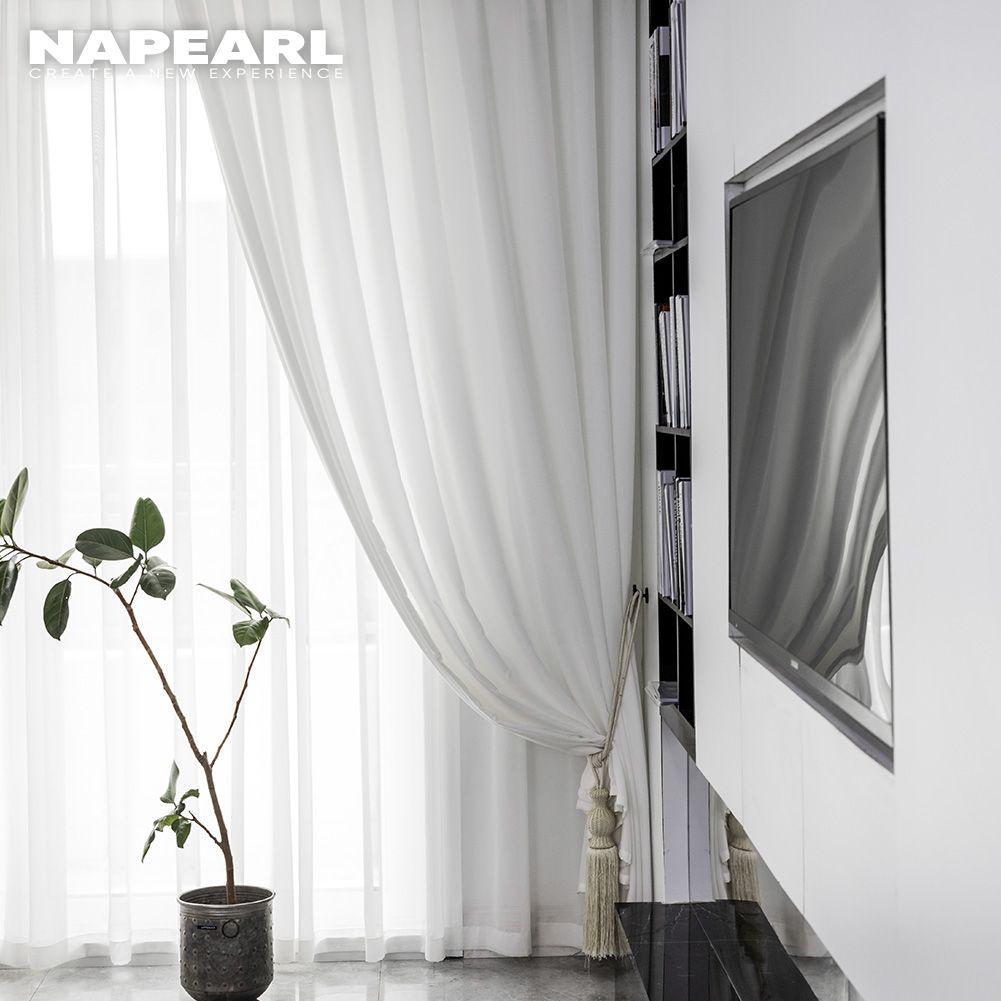 1 Stück NAPEARL Moderner Weicher Tüll Transparent Vorhang Einfarbige Fensterabschirmung für Wohnzimmer Schlafzimmer Heimdekoration