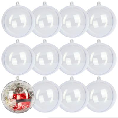 10pcs 8cm Christmas Transparent Fillable Bauble Balls Xmas Tree DIY Hanging Ornaments Home Navidad Party Decoration Gifts Box