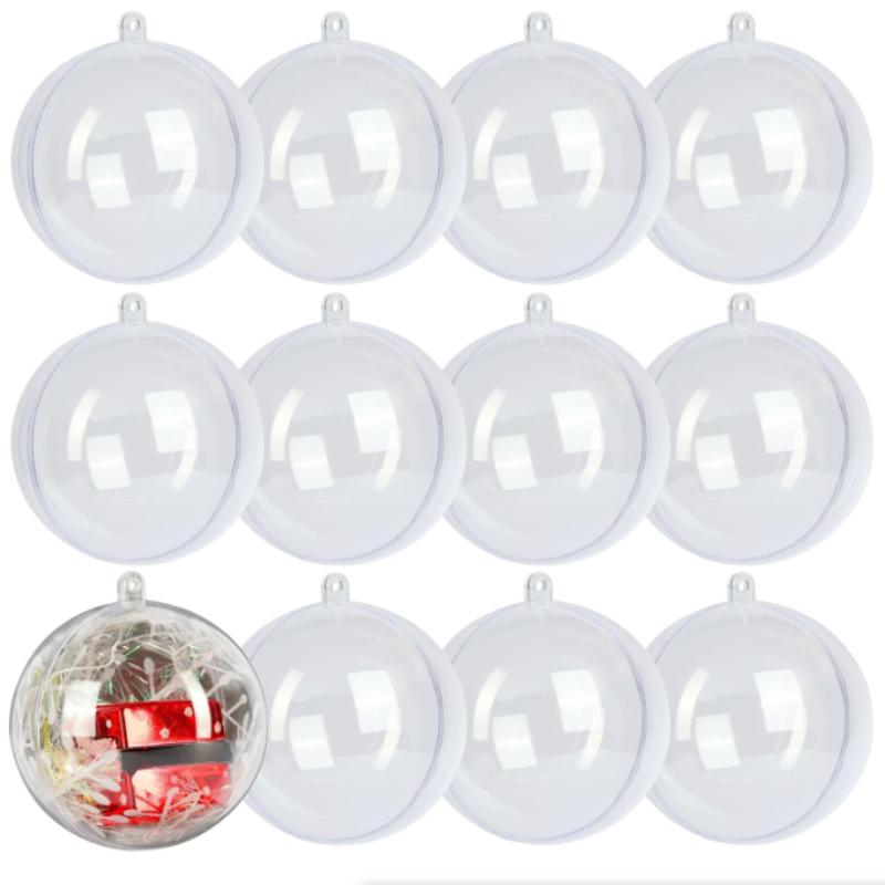 

10pcs 8cm Christmas Transparent Fillable Bauble Balls Xmas Tree DIY Hanging Ornaments Home Navidad Party Decoration Gifts Box