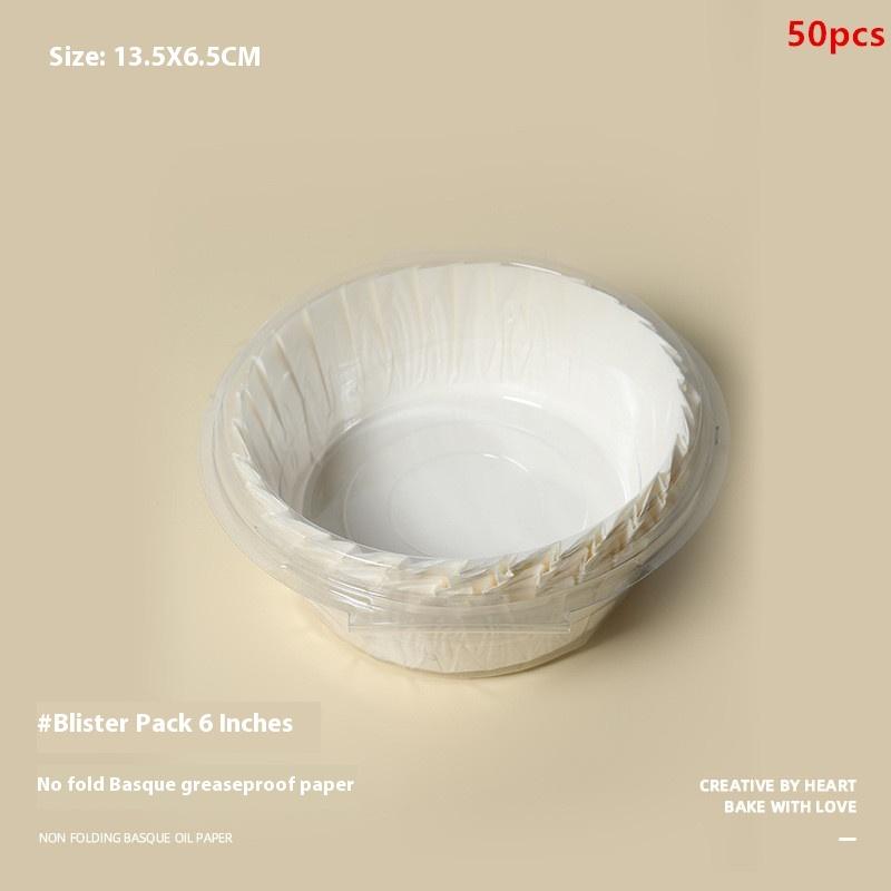 50Pcs/set Basque Oil Paper Tray Holder With Ruffled Edges 3.5/4/5/6/8Inch Non-stick Cheesecake Mousse Cake Wrappers