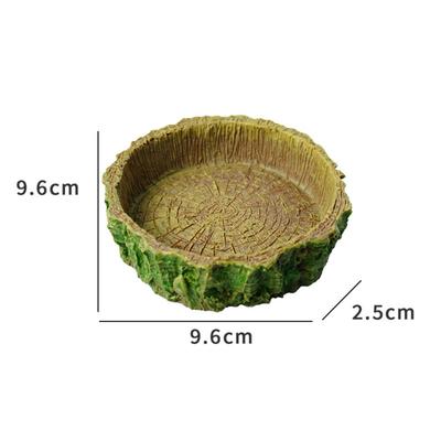 New Resin Reptile Feeder Bowl Stump Shallow Design Water Pot Durable Feeding Basin Reptile Supplies