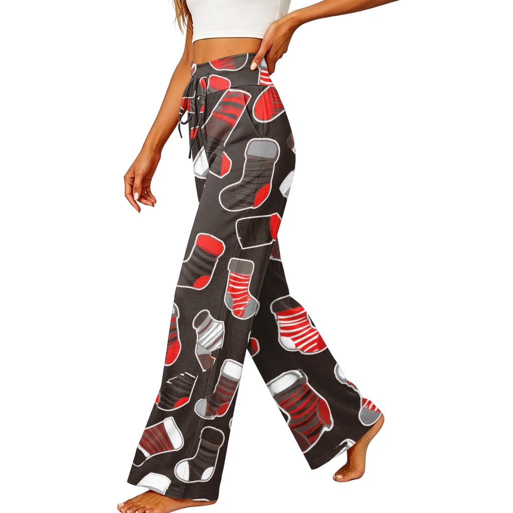 Women's Casual Straight Leg Pants with Elastic Waistband and Pockets for Everyday Wear