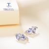 Cute Design Natural Tanzanite Jewelry Set Gemstone Simple Rings Earrings Jewelry Set 925 Sterling Sliver Fine Jewelry for Women