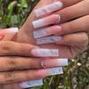 French Tip Gradient Clear Nail Art With Rhinestone Accents Press-On Nails Women