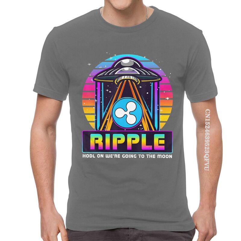Mens Ripple XRP HODL On We Are Going To The Moon T Shirts Vaporwave Bitcoin Tshirt Hip Hop T Shirt Cotton Oversized Tee Tops