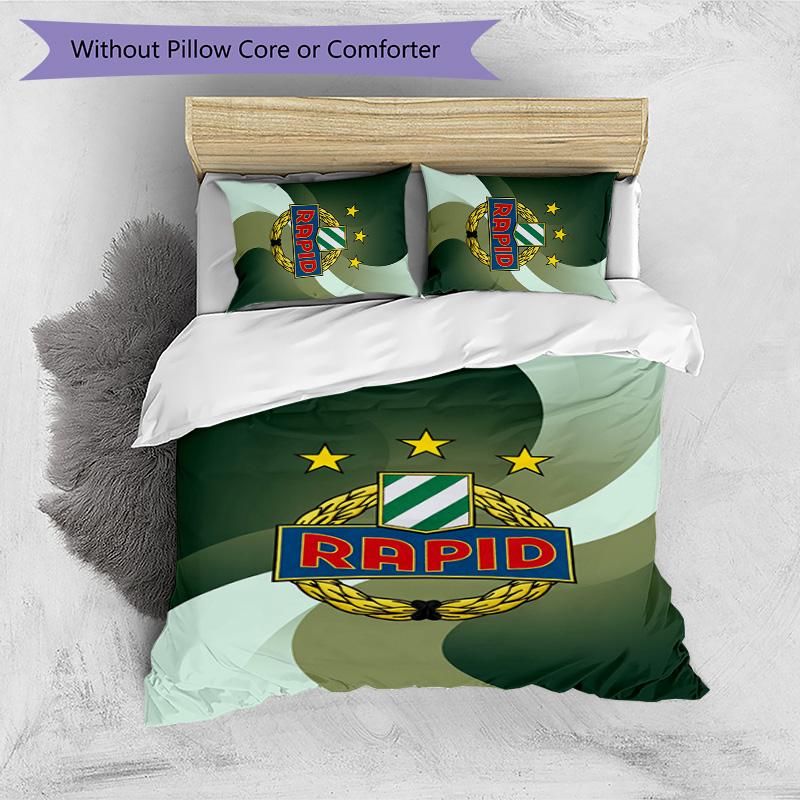 Rapid Wien FC Printed 3PCS Bedding Set Breathable Duvet Cover with Pillowcases Decorative Bed Linen for Bedroom Home
