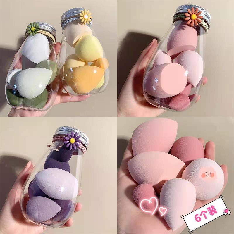 Sada 6 kusů houbiček na make-up Blender v lahvičce Bez latexu Pro suché i mokré použití Tvar kapky nebo tykve Podkladová báze Kosmetický make-up Blender