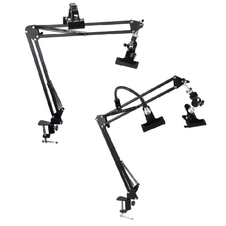 Folding Rotating Metal Embroidery Hoop Stand with Instructions Clip for Embroidery Needlework, Embroidery Frame Stand