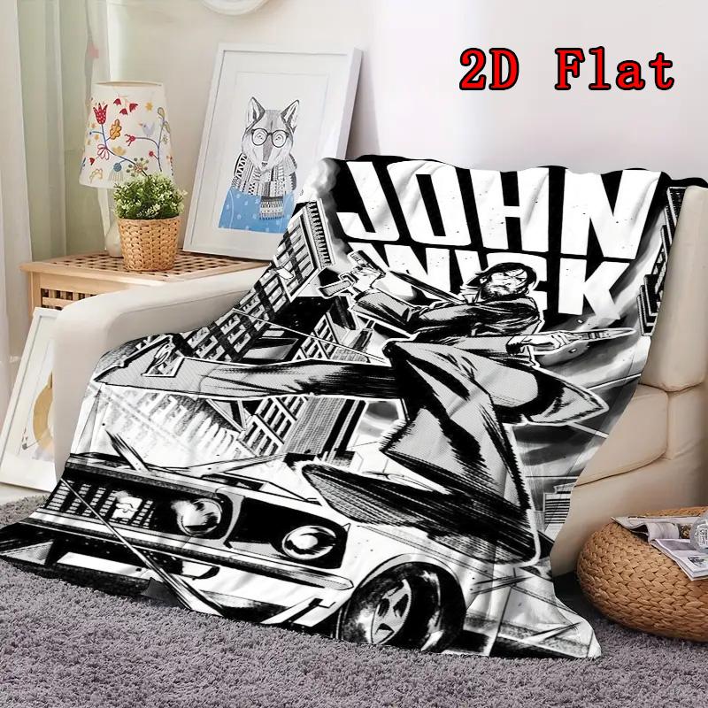 John Wick 2D Flat Pattern Flannel Blanket High quality All Seasons Warmth and Comfort Perfect for Christmas Gifts.SMT0917572
