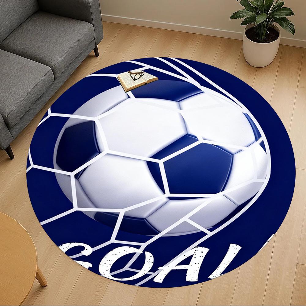1PC Soccer Goal Round Chair Mat Area Rug - Non-Slip, Floor Mat for Office, Bedroom, and Indoor Decor -Gift D1127216