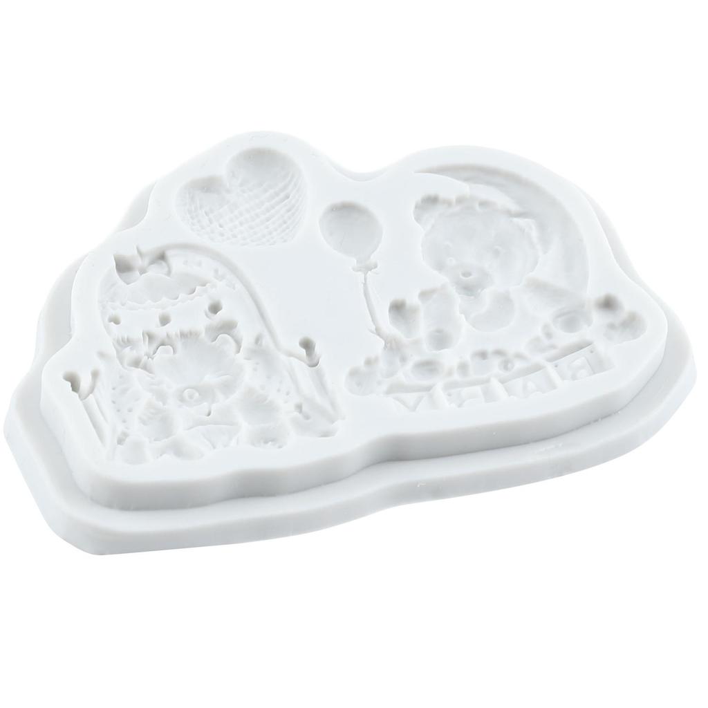 Baby Birthday Silicone Mold Teddy Bear Fondant Molds Cake Decorating Tools Cupcake Topper Candy Resin Clay Chocolate Gumpaste Mold
