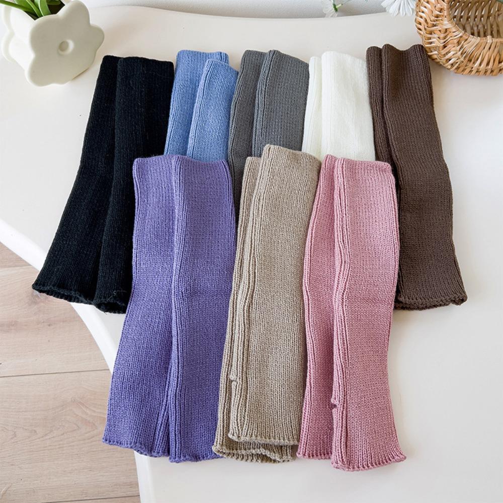 Spring and Autumn Socks Cover Women's Knitted Leg Cover Gray Medium Tube Stacking Socks Japanese JK Thermal Leg Cover Manufacturers Wholesale