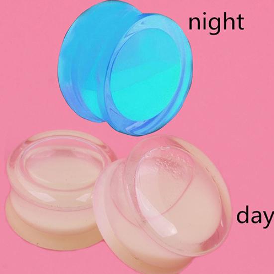 Unisex Glow In the Dark Double Flared Saddle Ear Gauge Plug Body Piercing