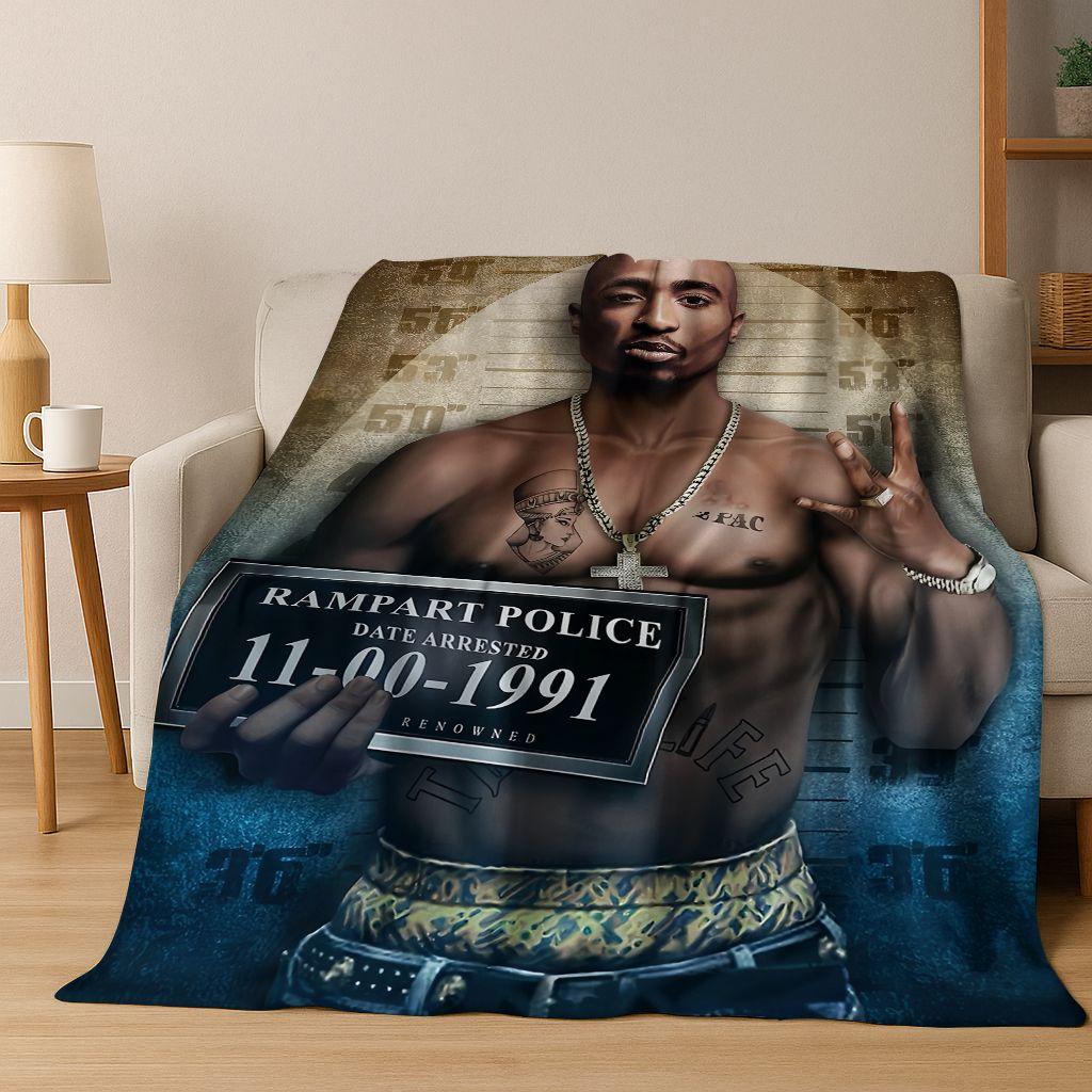 Tupac 2pac Rapper Eminem Hip Hop Rap God Art Flannel Blanket,Cozy Soft Throw Blanket for Home Bedroom Bed Sofa Cover Kids Gift