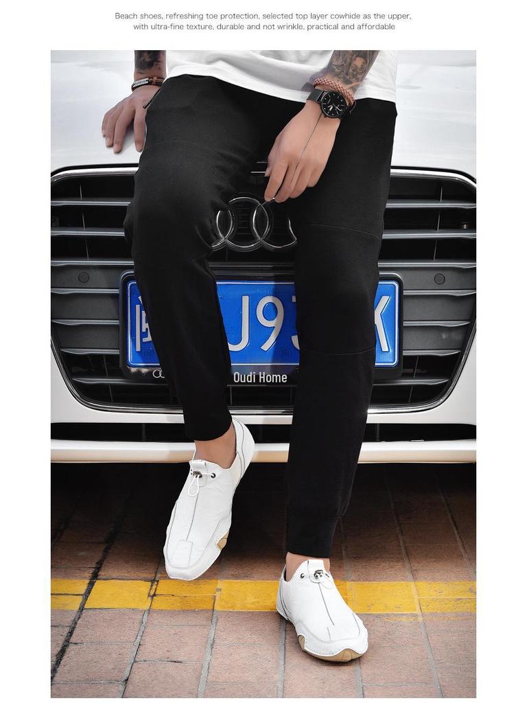 Men's Plus Size Genuine Leather Soft White Sports Shoes