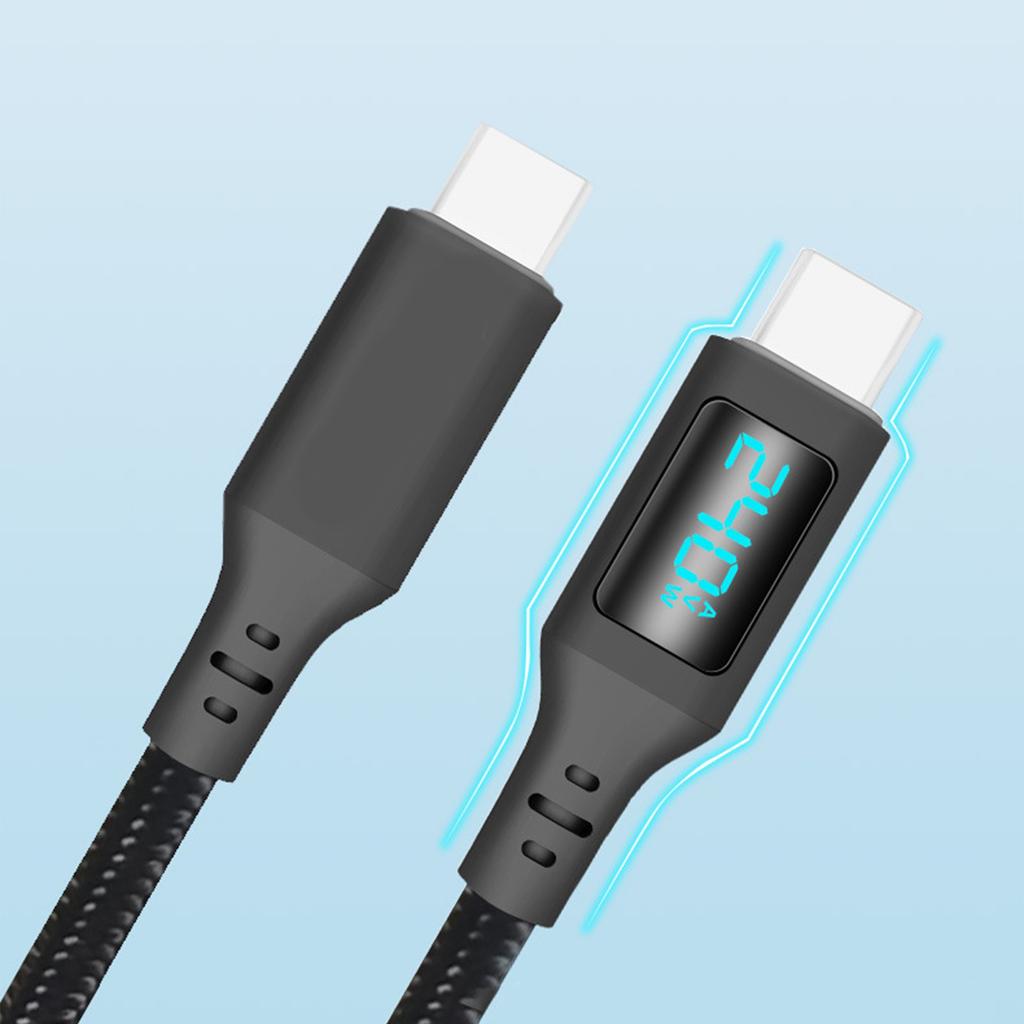 240W USB C to USB C Cable, Type C Data Line with LED Display PD240W Fast Charging Cable Braided Nylon Cord