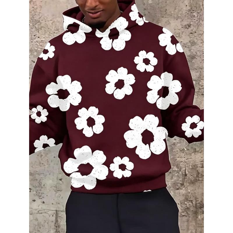 Men's 3D Striped Print Long-sleeve Hoodie, Comfortable, Breathable and Versatile Men's Top