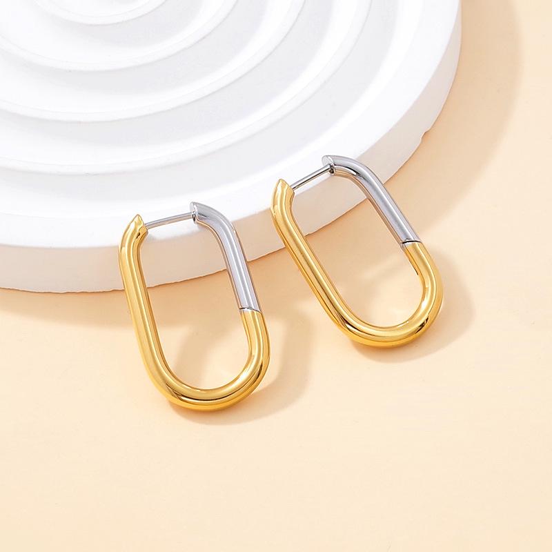 2026 Titanium Steel Gold Plated Geometric Earrings: Women's Light Luxury, Simple Fashion European Style Set.