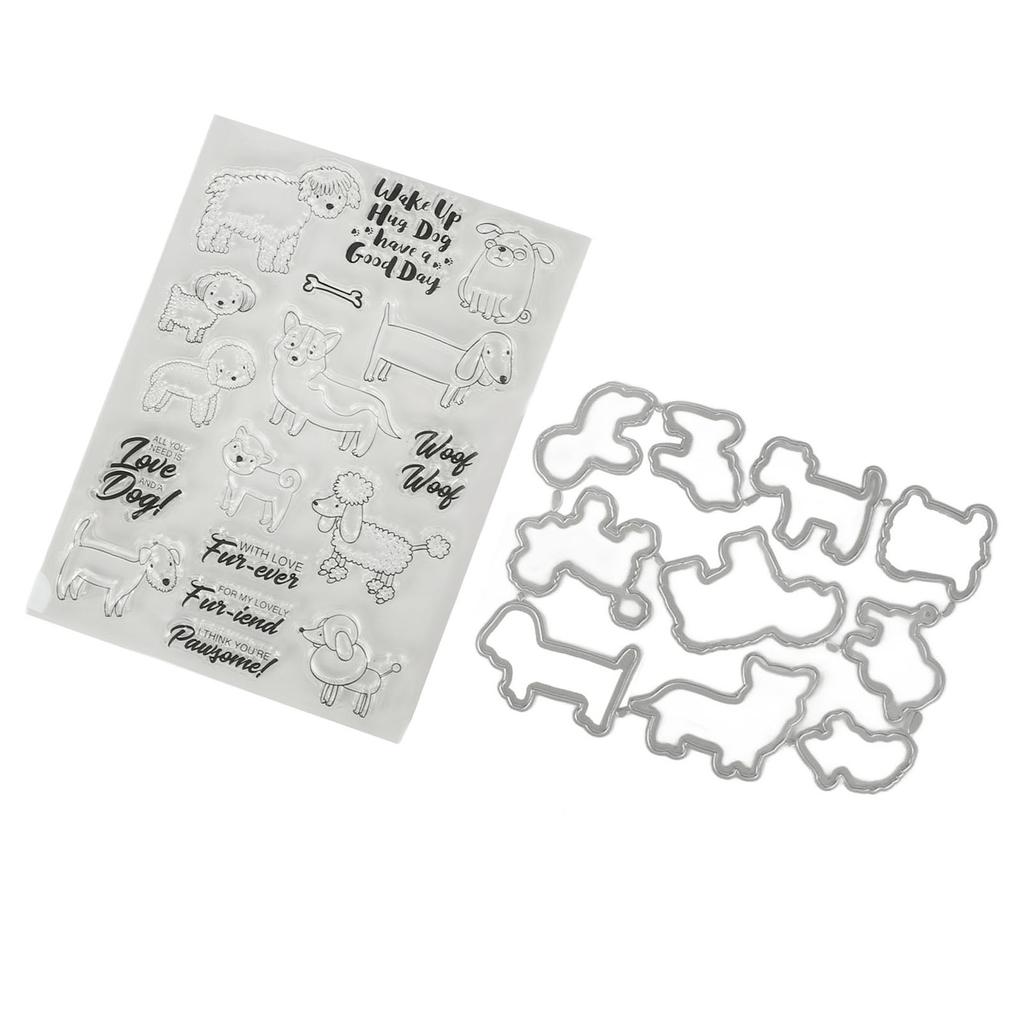 Súprava čírych pečiatok Jedinečný dizajn psa a ovce Priehľadná pečiatka Embosovacia vyrezávacia sada pre DIY Scrapbook Remeslá