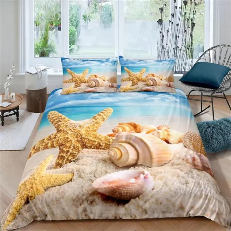 Ocean Beach Down Comforter Set Bedding Set 3-piece Coverlet Set 135*200cm