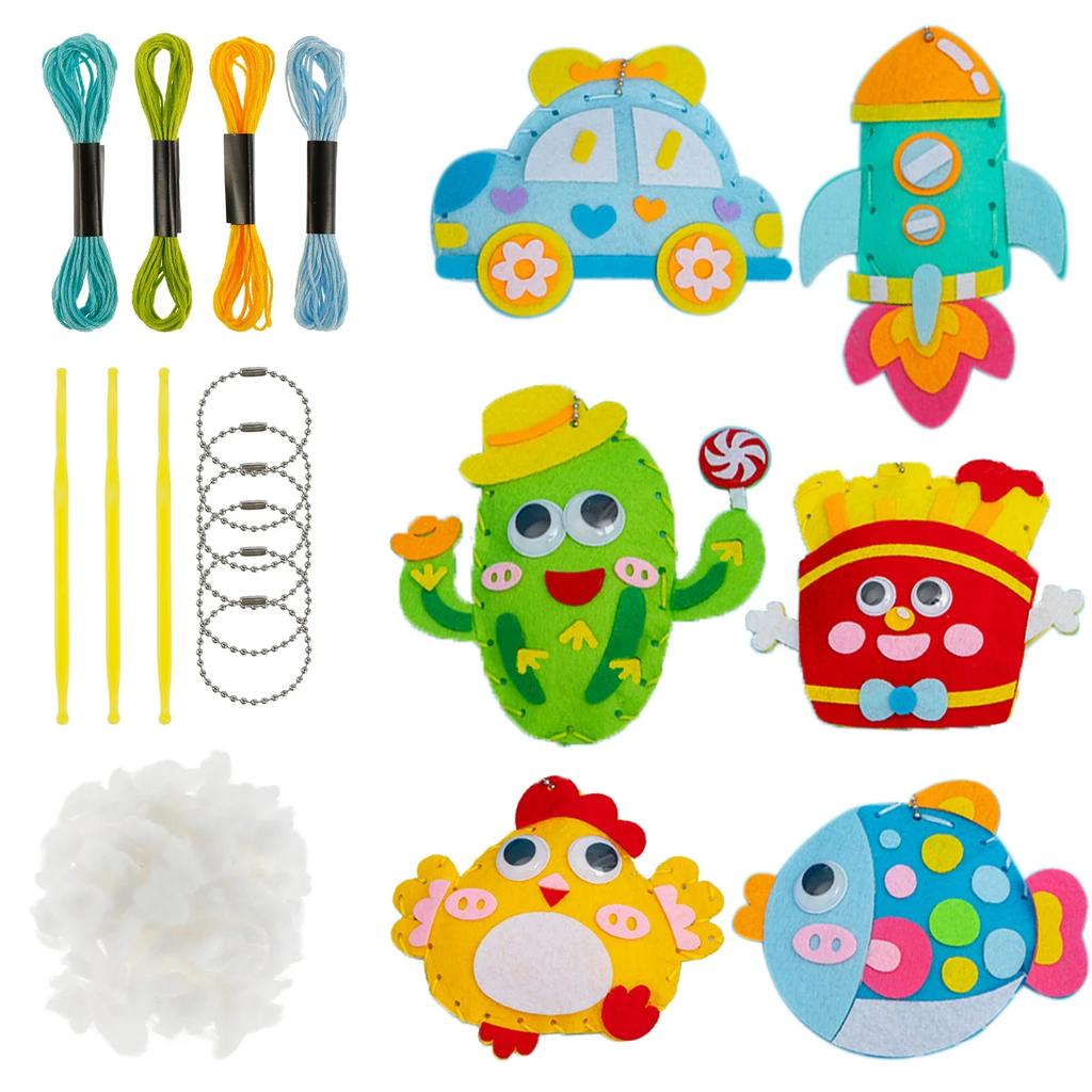 Kids Sewing Animals Craft Kit DIY Sewing Felt Plush Animals Handmade Craft Accessories Set for Beginner Handcraft Sewing