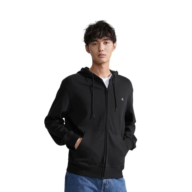 Calvin Klein Casual Embroidered Cotton Zip-Up Hoodie Men hoodies Space-Black J325050